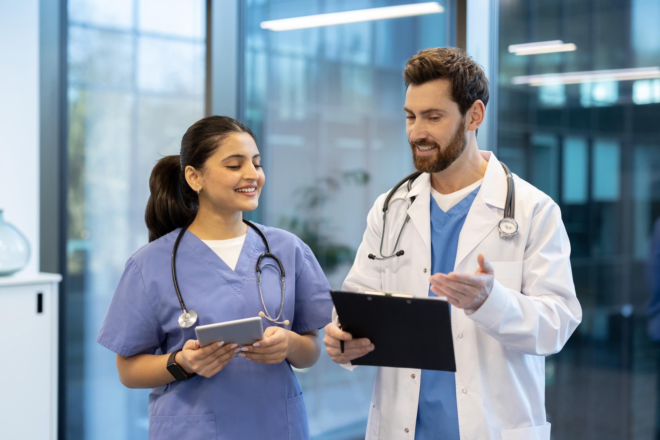 Clinical staff reviewing schedules